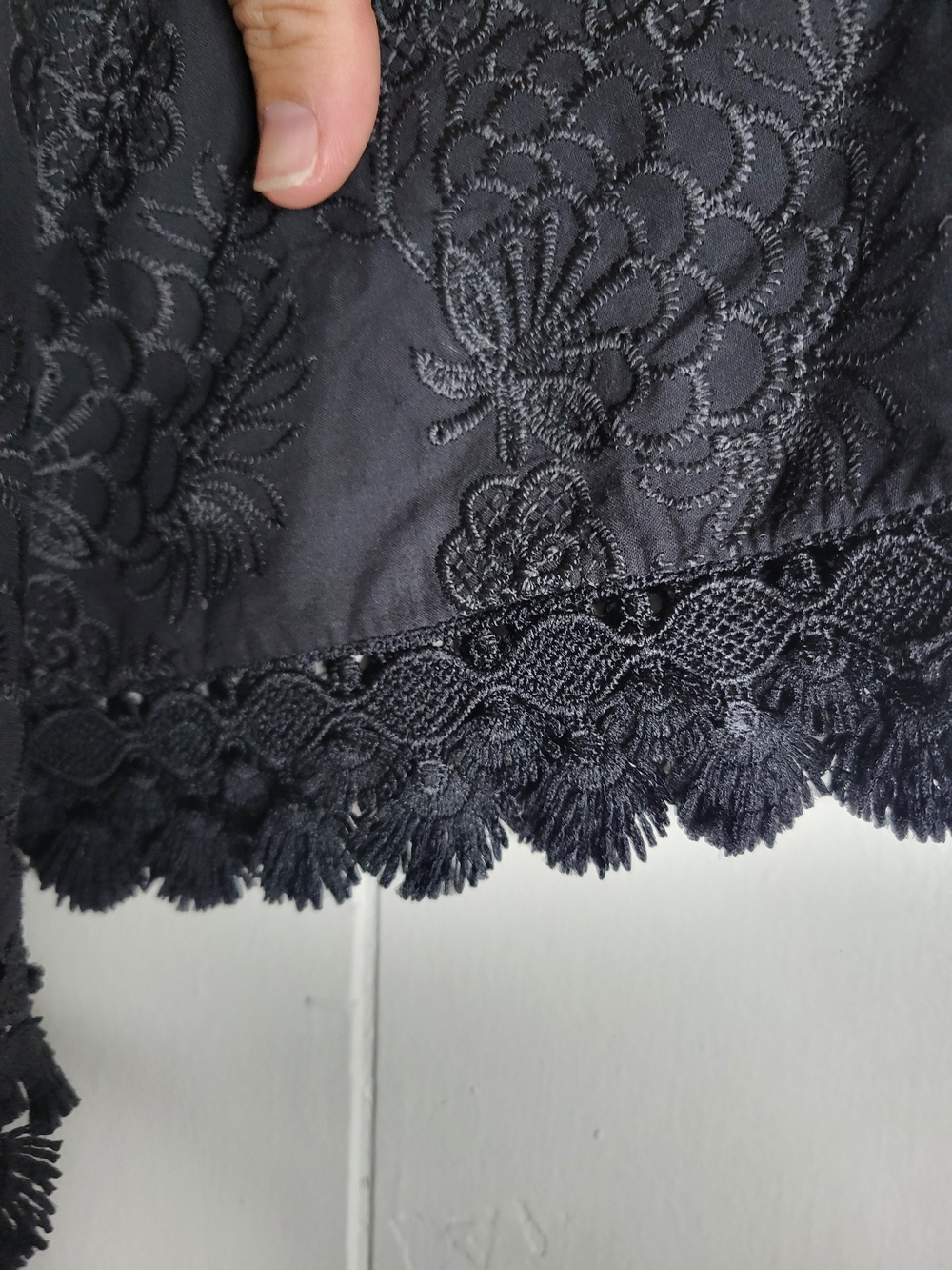 Black Embroidered Maxi Pants Smocked Waist - Picture 5 of 8